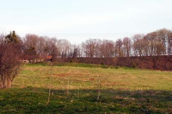 Celkový pohled na terénní vlnu, která dnes připomíná místo zaniklého zámku ( © Miroslav BITTER 2006)