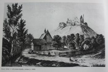 Starý Jičín na rytině 1848  ((kniha: Hrady, zámky a tvrze v Čechách, na Moravě a ve Slezsku))
