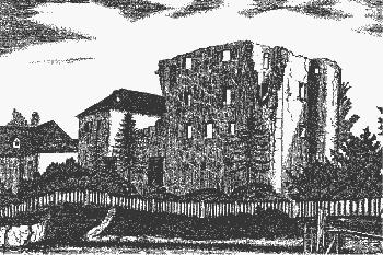 Starý Rybník - kresba zachycující stav před r. 1893 (© anon.)