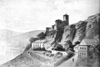 pohled od jihovýchodu ( © K. Liebscher (in August Sedláček: Hrady, zámky a tvrze Království českého XIV. - Žatecko, Litoměřicko, Praha 1923))