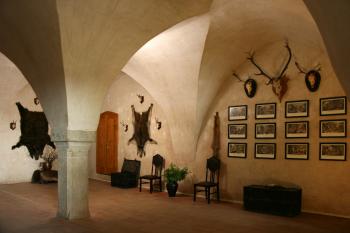 Sál s pozdně gotickou klenbou a inventářem z 2. pol. 19. století. (© Miloš Dempír, 06/2009)
