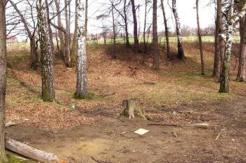 Panorama prostoru bývalého příkopu na východní straně jádra tvrziště ( © Jan P. Štěpánek 04/2005)
