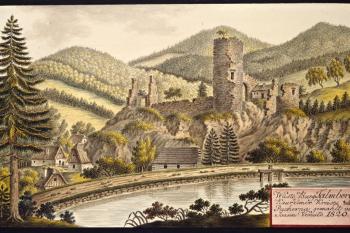 Hrad na obr. I.A.Venuta z r. 1820 (© Ing. Karel Kubín, 09/2017)