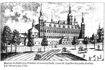 ideální podoba kláštera (© M. Engelsbrecht podle předlohy F.B. Wernera (po 1724))