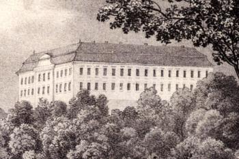 zámek na výřezu z veduty A. F. Kunikeho (© Kristýna Bařinová (ed.): Krajina starých sídel - katalog výstavy, Vědecká knihovna v Olomouci, Olomouc 2015)