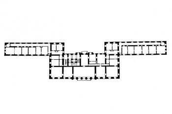 půdorys prvního patra zámku ( © A. Prokop : Die Markgraftschaft Mähren in kunstgeschichtlichen Beziehung, Band I-IV, R.  Spies & Co. Verlag, Wien 1904)