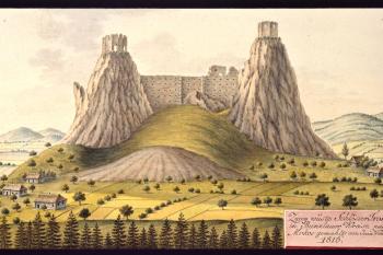 Hrad na obr. I.A.Venuta z r. 1816 (© Ing. Karel Kubín, 09/2017)