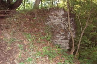 zbytek čelní parkánové zdi směrem k příkopu (© Martin Lebeda, 07/2007)