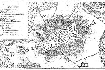 půdorys patrně nerealizované přestavby pevnosti v 17. století ( © Kriegs Archiv Wien)