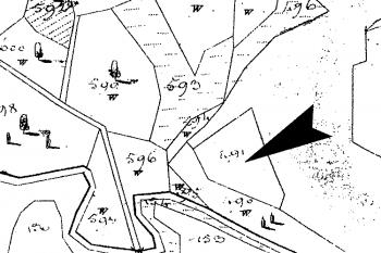 parcela určující obrys lokality na mapě stabilního katastru ze 30. let 19. stol. ( © Jan P. Štěpánek 07/2005)
