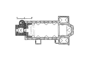 půdorys kostela ( © B. Samek: Umělecké památky Moravy a Slezska, část 2. [J/N], Academia, Praha 1999)