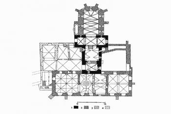 Centrální zástavba hradu ( © Dobroslava Menclová (in Ilustrovaná encyklopedie českých hradů, Libri, Praha 1999))
