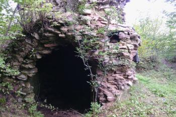 Klenutá místnost paláce a kapsa po trámu, snad ztužující konstrukce (© Jan Večeřa, 09/2014)