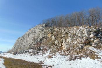 Odtěžený vrchol hradního kopce (© Dušan Dohňanský 02/2021)