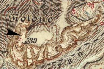 hrádek Panská vyhlídka na mapě 3. vojenského mapování ( © Laboratoř geoinformatiky a Ministerstvo životního prostředí ČR)