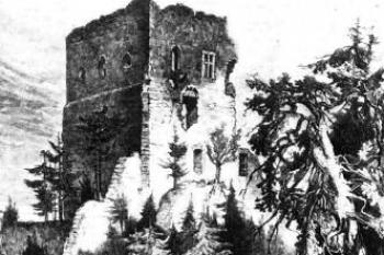 obytná věž od západu v polovině 19. století ( © J. Matejko, 1865)
