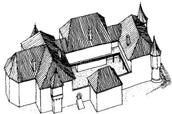 stav hradu v 15. století ( © Z. Bocheński, S. Świszczowski (in Leksykon zamków w Polsce, Arkady, Warszawa 2003))