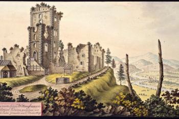 Hrad na obraze I.A.Venuta z roku 1809 (© I. A. Venuto, 1809)