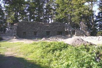 Vítkův Hrádek - zbytky budov předhradí (© Pavel Jarý,  10.9.2006)