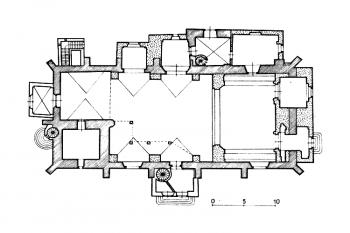 Půdorys (Kolektiv autorů, Umělecké památky Čech 1, Academia Praha 1977, str. 365)