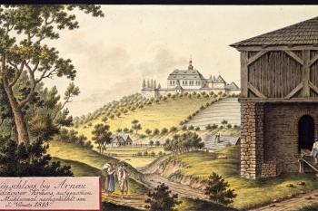 Nové zámky na obr. J. A.Venuta z r. 1815 (© J. A.Venuto, 1815)