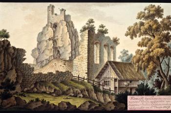 Kamýk na obr. I.A.Venuta z roku 1809 (© Ing. Karel Kubín, 09/2017)
