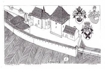 Žampach -předhradí, podle Z. Skalického , P. Nislera (© jan heřman, 07/2013)