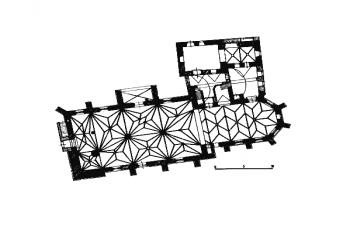 půdorys kostela ( © kol.: Umělecké památky Čech, část 2. [K/O], Academia, Praha 1978)