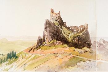 skica hradu od severovýchodu z pol. 19. století ( © Thomas Ender (1793 - 1875))
