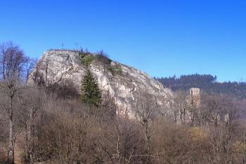 pohled na hrad Lednica od jihozápadu ( © Jan P. Štěpánek 02/2008)
