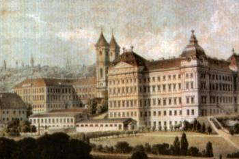 C.k. ženijní akademie v Louckém klášteře ( © Ludwig Czerny, 1853 (in Kroupa, Petr et al. Premonstrátský klášter v Louce: dějiny - umělecká výzdoba - ikonologie. Vyd. 1. Znojmo: Jihomoravské muzeum: Okresní úřad Znojmo, 1997))