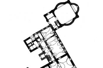 půdorys přízemí bez rozlišení stavebních fází (© Kovář, Daniel: Tvrze, hrady a zámky Českobudějovicka, Historicko-vlastivědný spolek v Českých Budějovicích, České Budějovice 2011)