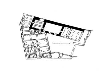 půdorys přízemí podle B. Samka (© M. Plaček: Ilustrovaná encyklopedie moravských hradů, hrádků a tvrzí, Libri, Praha 2001)