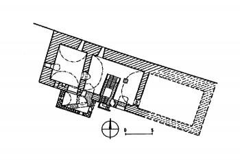 půdorys sklepa paláce (© M. Plaček: Ilustrovaná encyklopedie moravských hradů, hrádků a tvrzí, Libri, Praha 2001)