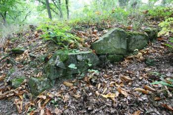 Detail malého zbytku zdiva hlavní budovy ( © Filip Matoušek 09/2005)