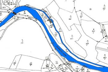 situace mlýna a okolí na současné katastrální mapě ( © Jan P. Štěpánek 09/2005)