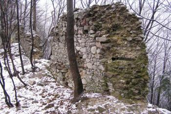 pozůstatky hradby severního obvodu předhradí ( © Jan P. Štěpánek 11/2007)