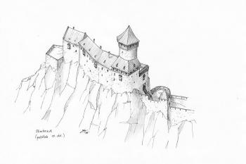rekonstrukce možné podoby hradu na počátku 15.století ( © Jan P. Štěpánek 12/2007)