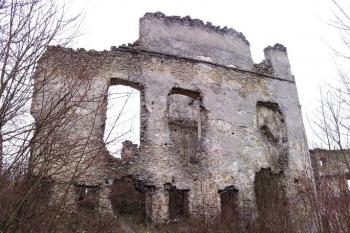 dochovaná nádvorní zeď jižního renesančního paláce ( © Jan P. Štěpánek 02/2008)