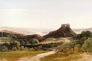 Považský hrad od severozápadu v polovině 19. století ( © Thomas Ender (1793 - 1875))