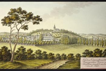 Černíkovice na vedutě I.A.Venuta z r. 1820 (© Ing. Karel Kubín, 09/2017)