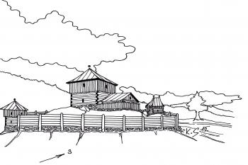 Chvalčov - podoba tvrze z 1. poloviny 14. století (© Karel Světlík, 02/2013)