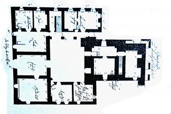 Půdorys přízemí zámku Lipka v roce 1834 (© Státní oblastní archiv v Zámrsku)