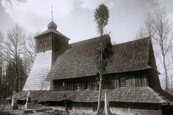 dobový pohled na kostelík ( © Pobeskydí na dobových pohlednicích (V. Peter a kol.))