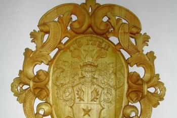Vyřezávaná podoba ebu kozlovického fojta Kahánka ( © Jiří Tichánek 08/2007)