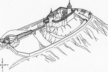 Zlín, Kudlov - autorova vize sídla  z přelomu 14. století (© Karel Světlík, 06/2010)