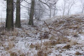 Val a příkop na jižní straně ( © Roman Řezáč 12/2005)