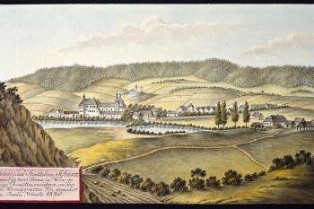 Zámek na obr. I.A.Venuta z r. 1820 (© J. A. Venuto, 1820)