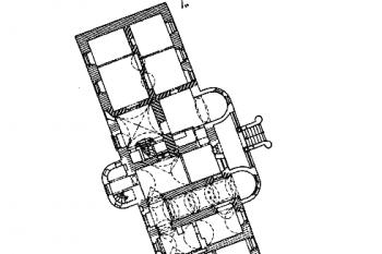 plán přízemí zámku, stav v roce 2002 ( © Z. Procházka, J. Anderle (in J. Úlovec: Ohrožené hrady, zámky a tvrze Čech, 2. díl [N-Ž], Libri, Praha 2005))