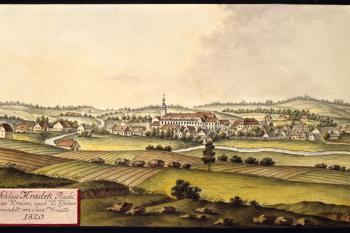 Hrádek na obrazu I.A.Venuta z r. 1820 (© Ing. Karel Kubín, 09/2017)